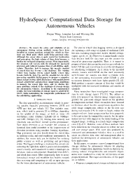 Hydraspace: Computational Data Storage for Autonomous Vehicles