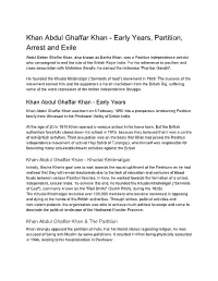 Khan Abdul Ghaffar Khan - Early Years, Partition, Arrest and Exile