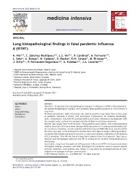Lung Histopathological Findings in Fatal Pandemic Influenza a (H1N1)