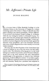 Mr. Jefferson S Private Life
