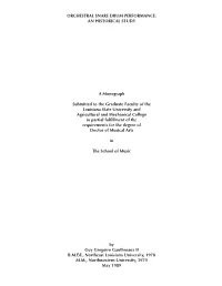 Orchestral Snare Drum Performance: an Historical Study