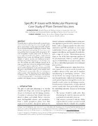 Specific IP Issues with Molecular Pharming: Case Study of Plant-Derived Vaccines