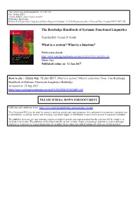 The Routledge Handbook of Systemic Functional Linguistics What Is A