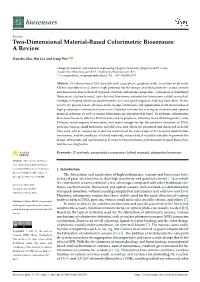 Two-Dimensional Material-Based Colorimetric Biosensors: a Review