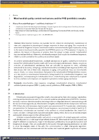 1 Mitochondrial Quality Control Mechanisms and the PHB (Prohibitin)