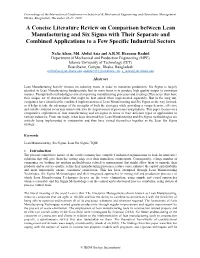 A Concise Literature Review on Comparison Between Lean Manufacturing and Six Sigma with Their Separate and Combined Applications to a Few Specific Industrial Sectors