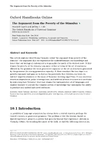 Argument from the Poverty of the Stimulus