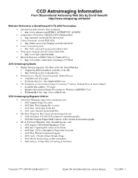 CCD Astroimaging Information from Observational Astronomy Web Site by David Haworth
