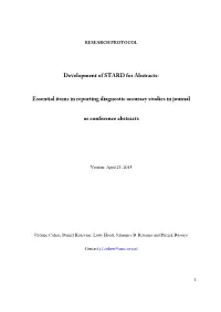 Development of STARD for Abstracts: Essential