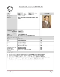Faculty Details Proforma for DU Web-Site