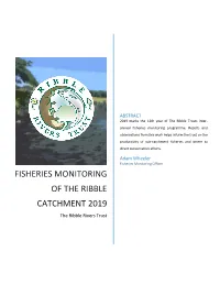 FISHERIES MONITORING of the RIBBLE CATCHMENT 2019 the Ribble Rivers Trust