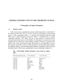 General Introduction to the Chemistry of Dyes