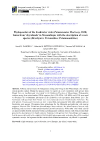 Phylogenetics of the Freshwater Crab
