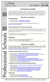 Professional Degrees Applying to Dentistry