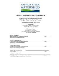 QUALITY ASSURANCE PROJECT PLAN for Nashua River Watershed Association Volunteer Water Monitoring Program