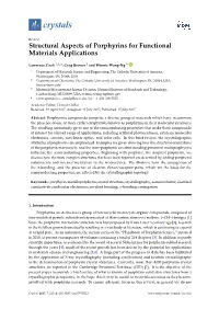 Structural Aspects of Porphyrins for Functional Materials Applications