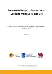 Successful Impact Evaluations: Lessons from DFID and 3Ie