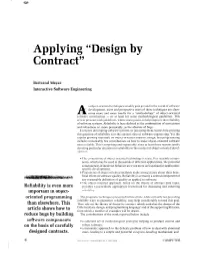 Applying “Design by Contract”