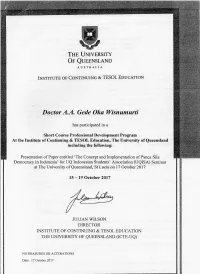 DEMOCRACY of PANCASILA: the CONCEPT and ITS IMPLEMENTATION in INDONESIA By: Dr