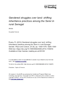 Gendered Struggles Over Land: Shifting Inheritance Practices Among the Serer in Rural Senegal