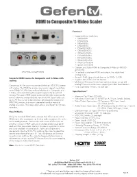 HDMI to Composite/S-Video Scaler
