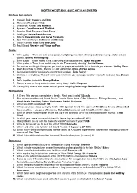 North West 2020 Quiz with Answers
