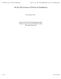 On the Effectiveness of Prison As Punishment