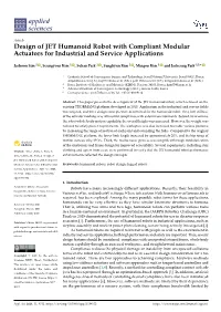 Design of JET Humanoid Robot with Compliant Modular Actuators for Industrial and Service Applications