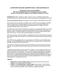 Ea Reports Second Quarter Fiscal Year 2009 Results
