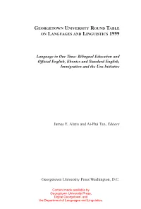 Georgetown University Round Table on Languages and Linguistics 1999
