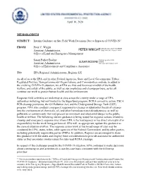 Interim Guidance on Site Field Work Decisions Due to Impacts of COVID-191