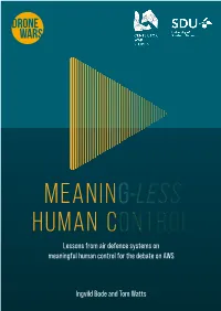 Lessons from Air Defence Systems on Meaningful Human Control for the Debate on AWS