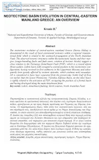 Neotectonic Basin Evolution in Central-Eastern Mainland Greece: an Overview