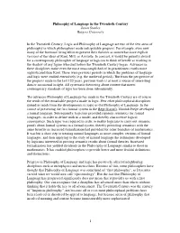 Philosophy of Language in the Twentieth Century Jason Stanley Rutgers University