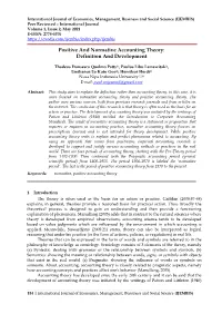 Positive and Normative Accounting Theory: Definition and Development