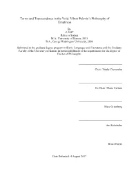 Terror and Transcendence in the Void: Viktor Pelevin's Philosophy Of