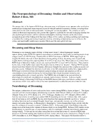 The Neuropsychology of Dreaming: Studies and Observations Robert J Hoss, MS