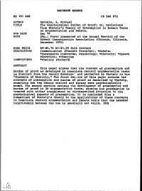 The Psychological Burden of Proof: Or, Deviations from Whately's Theory of Presumption in Modern Texts on Argumentation and Debate