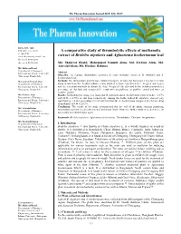 A Comparative Study of Thrombolytic Effects of Methanolic Extract Of