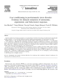 Fear Conditioning in Posttraumatic Stress Disorder: Evidence for Delayed Extinction of Autonomic, Experiential, and Behavioural Responses