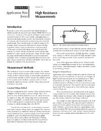 High Resistance Measurements Introduction