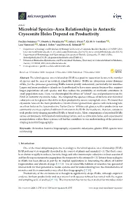 Microbial Species–Area Relationships in Antarctic Cryoconite Holes Depend on Productivity