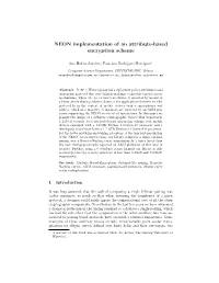 NEON Implementation of an Attribute-Based Encryption Scheme