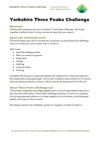 Yorkshire Three Peaks Challenge Threepeakschallenge.Uk Twitter @3Peakschallenge