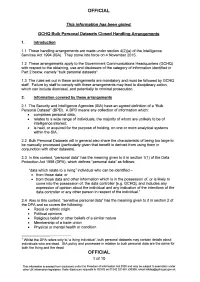 10. GCHQ. Handling Arrangements for Bulk