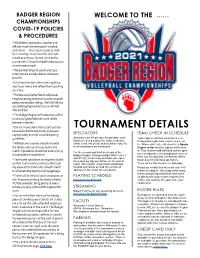 2021 Badger Region Championships Welcome Program