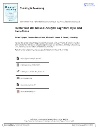 Better but Still Biased: Analytic Cognitive Style and Belief Bias