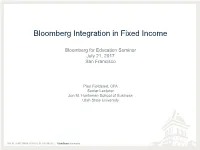 Bloomberg Integration in Fixed Income