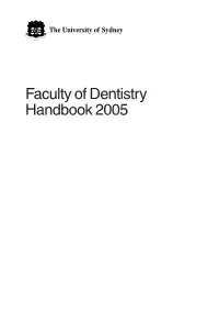 Faculty of Dentistry Handbook 2005 University Dates