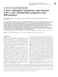 Is There a Mendelian Transmission Ratio Distortion of the C.429 452Dup(24Bp) Polyalanine Tract ARX Mutation?